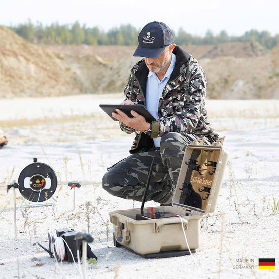 OKM GeoSeeker water detector in use